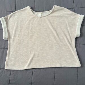 Elegant Beige Women's Short Sleeve Top